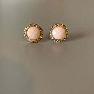 Light Pink with Gold Border Stud Earrings